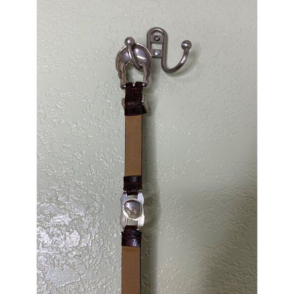 Brown  Genuine Leather Snakeprint Belt With Medal Rose Detailing - Picture 9 of 12